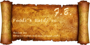 Fedák Balázs névjegykártya
